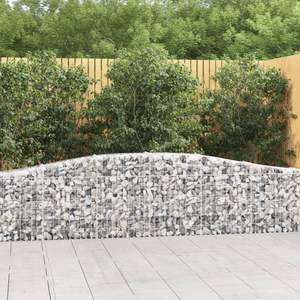 Grand panier gabion en fer galvanisé argenté avec incrustations métalliques décoratives - Product Image 1
