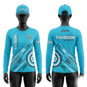 Maillot de tir à l'arc en polyester interlock premium 180 GSM, orange avec panneaux latéraux noirs, logo personnalisé par sublimation - Product Image 6