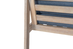 Sofá de exterior con estructura de madera | Elegantes cojines azules | Muebles de salón resistentes a la intemperie | Hecho en Vietnam - Product Image 5