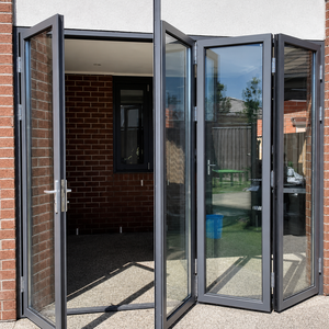 Puertas Plegables de Patio con Marco de Aluminio y Doble Vidrio Templado Resistentes a Huracanes para Jardín, Villa o Parque - Product Image 1