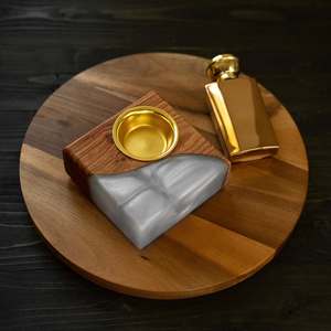 Quemador de Incienso de Madera Hecho a Mano con Incrustaciones de Resina Azul y Copa Interior Dorada, Difusor Aromático de Sándalo para Uso en Todas las Estaciones - Product Image 4