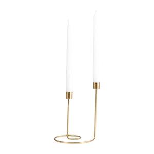 Support à bougies élégant en métal finition or à 2 bras, bougeoir décoratif haut de gamme pour la maison, le salon, les mariages et les fêtes à bas prix - Product Image 2