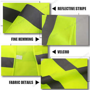 Gilet de sécurité léger en maille haute visibilité, équipement de circulation réfléchissant, vêtement de travail industriel respirant avec fermeture Velcro - Product Image 3