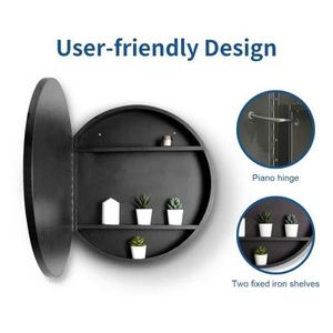 Armadietto a Specchio LED da Parete 24x24 in Metallo Nero con Luce Antiappannamento a 3 Colori, Specchio Contenitore per Bagno - Product Image 6