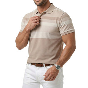 Polos deportivos OEM para hombre, hechos a medida, transpirables, de punto, a rayas, de manga corta, ajustados, al por mayor, para golf. - Product Image 1