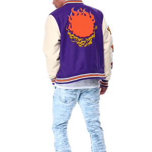 Blousons universitaires personnalisés unisexes pour hommes 2026 – Blouson bomber de baseball noir épais brodé - Product Image 3