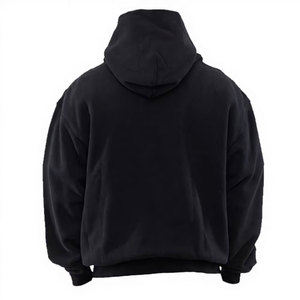 Sudadera con capucha y cremallera para hombre, extragrande, de algodón polar negro, informal, impermeable, de invierno, de ajuste regular, tejida - Product Image 3