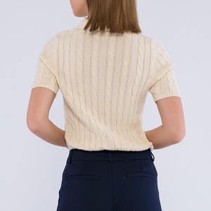 Chemises de golf pour femmes tendance, logo brodé personnalisé, manches courtes, respirantes, en polyester/coton tricoté, vêtements de sport et de travail - Product Image 6