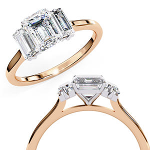 แหวนเพชรทรงเอเมอรัลด์ 1 กะรัต เพชรเลี้ยงในห้องปฏิบัติการ ทองคำแท้ 14K แหวนแบบคลาสสิกประดับเพชรรอบวง สำหรับหมั้น แต่งงาน ครบรอบ พร้อมวงแหวนซ่อนแบบฮาโล - Product Image 3