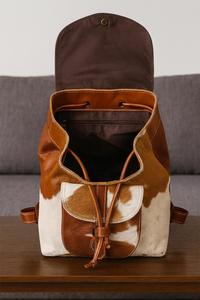 Genuine Leather Hair-On <b>Backpack</b> Handmade Cowhide Travel Bag Custom Logo School <b>Laptop</b> <b>Backpack</b> Wholesale Supplier LHBP-0008 - Product Image 3