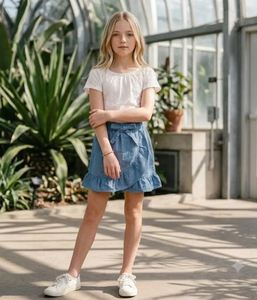 Falda Casual de Chambray con Volantes para Niñas de Alta Calidad, de Proveedor de India al Mejor Precio - Product Image 2