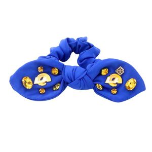 Orange Beaded <b>Bow</b> Hair Scrunchie Scarf With Stars And Numbers Embroidered Ponytail <b>Holder</b> - Product Image 2