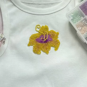 เสื้อยืดแฟชั่นสำหรับผู้หญิงเสื้อยืดปักลูกปัดผ้าฝ้ายสั้นแต่งพู่ลูกปัดแบบสองด้านที่ทันสมัยหรูหรา - Product Image 1