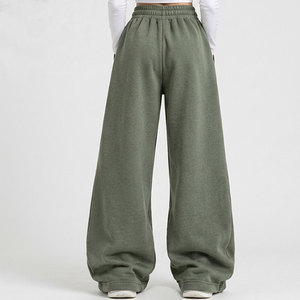 Pantalon de survêtement large pour femme avec taille haute élastique et cordon de serrage ajustable, pantalon de survêtement ample pour femme, logo brodé personnalisé - Product Image 2