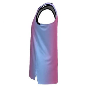 Custom Men Basketball Jersey Sleeveless Tank Top Sublimation Printed Team Uniform Light Blue Pink Gradient - Product Image 3