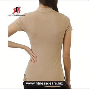 JUST FITNESS GEARS เสื้อเชิ้ตลำลองสำหรับผู้หญิง ระบายอากาศได้ดี แห้งเร็ว ผ้าถักโพลีเอสเตอร์/คอตตอน แขนครึ่งตัว นุ่มสบาย สำหรับฤดูร้อน - Product Image 2