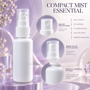 Flacon pulvérisateur à fine brume en PET de 50 ml |   Flacon d'emballage cosmétique avec bouchon transparent |   Corps de cylindre lisse |   Soins personnels et produits de beauté - Product Image 5