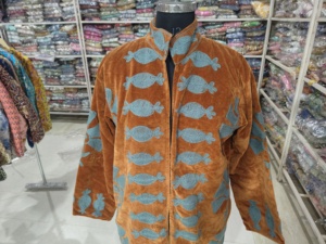 <b>Black</b> Velvet Woven Embroidered Long <b>Jacket</b> Floral Pattern Open Front Women's Vintage Casual Autumn Outerwear Gift - Product Image 4