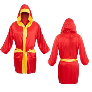 Bata de Boxeo de Satén Hecha a Medida con Forro Dorado y Rojo Ecológico para Entrenamiento de MMA y Kick Boxing, Precio Económico, Venta al por Mayor OEM - Product Image 5