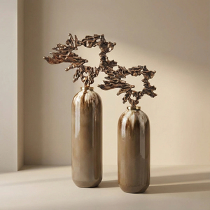 Ensemble de vases décoratifs de luxe modernes haut de gamme, art abstrait, décoration intérieure, centre de table de mariage, ensemble de vases pour entrée d'hôtel - Product Image 1