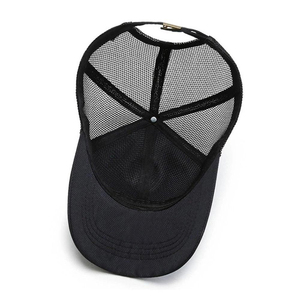 Blank 5-Panel Mesh Trucker <b>Cap</b> Black Cotton Snapback <b>Hat</b> Adjustable Metal Buckle Closure Custom Printing Casual Outdoor Wear - Product Image 6