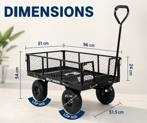 Good Quality Heavy Duty Four-Wheel Outdoor Garden Utility Cart Steel Mesh <b>Platform</b> Wagon OEM for Farm and Warehouse - Product Image 3