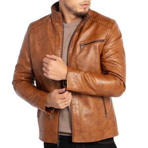 OEM High Quality <b>Men's</b> <b>Leather</b> <b>Jacket</b> 100% Genuine Full Grain <b>Leather</b> Custom <b>Leather</b> <b>Jacket</b> Stand Collar Casual <b>Leather</b> <b>Jacket</b> - Product Image 3