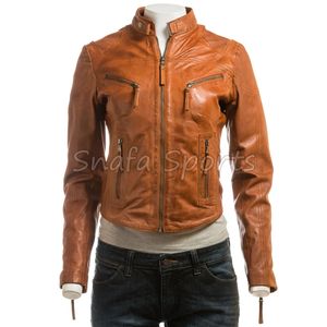 Chaqueta Corta de Cuero para Mujer, Estilo Moderno, Ajustada, Tipo Biker, Prenda Exterior de Moda para Invierno - Product Image 6