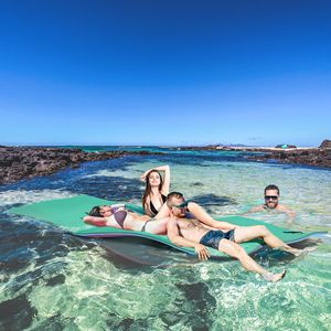 12x5ft Green Lily Pad <b>Floating</b> Mat with Drink Holders 3-Layer Portable Roll-Up Water Mat Dock for 2-3 People Inflatable Floats - Product Image 1