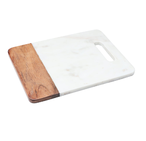 Planche à découper de luxe en bois d'acacia et marbre, planche à découper en bois d'acacia naturel avec plaque de marbre carrée, écologique - Product Image 4