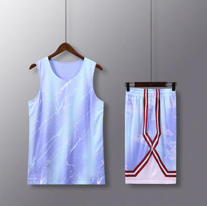 Ensemble de maillot de basket-ball personnalisé sublimé, débardeur en mesh sans manches unisexe avec impression dégradée et short à taille élastique, taille adulte - Product Image 6