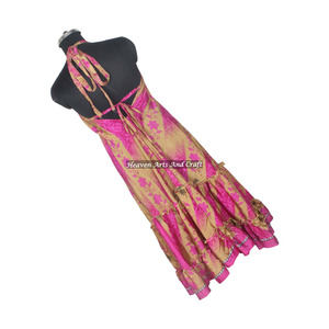 New Bohemian Light <b>Weight</b> Indian Sari Silk Dress Ladies Wear Sari Fabric Dress Wholesale Price Mixed Color <b>Free</b> Size Long Dress - Product Image 4
