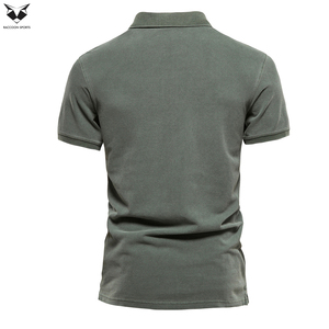 เสื้อโปโลผู้ชายแฟชั่นสตรีทแวร์ แขนสั้น คอปก ทรงหลวม น้ำหนักเบา ปี 2026 ผ้าฝ้าย 100% สีพื้น - Product Image 2