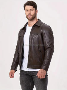 Última moda de corte regular de cuero genuino chaquetas de moda de calidad superior de los hombres de diseño de calidad superior chaqueta de moda de cuero para la venta - Product Image 3