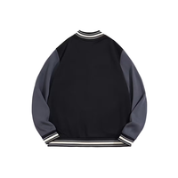 Blouson universitaire en toile pour homme, très demandé, hiver, couleur unie noire, décontracté, en polaire lavée, boutonné sur le devant, taille XS, prix de gros durable