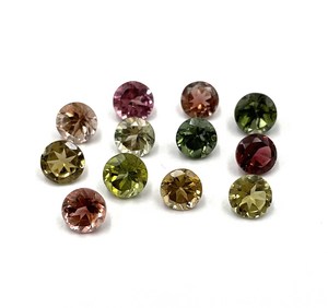 Pierre précieuse naturelle multi-tourmaline ronde taillée 5 mm, tourmaline facettée pour la création de bijoux, certifiée IGI - Product Image 3