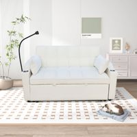 Sofá cama convertible 3 en 1 moderno, sofá cama de terciopelo, sofá futón, cama extraíble, respaldo reclinable ajustable, almohada con bolsillos para