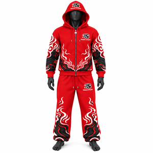 Custom Winter Tracksuit <b>2</b> <b>Piece</b> Zip Up Hoodie Jogger <b>Pants</b> Regular Fit Sportswear <b>Set</b> - Product Image 4