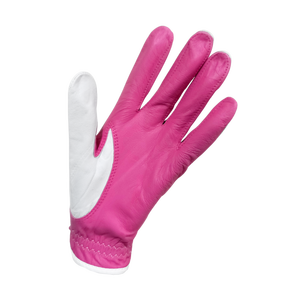 Gants de golf en cuir véritable rose et blanc, antidérapants, à enfiler, pour femmes, main droite - Product Image 4