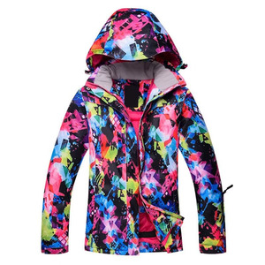 Chaqueta Impermeable para Esquí y Snowboard para Mujer, Diseño Multicolor con Capucha, Estampado de Lunares Blancos, Aislamiento Sintético, Cierre de Cremallera - Product Image 3