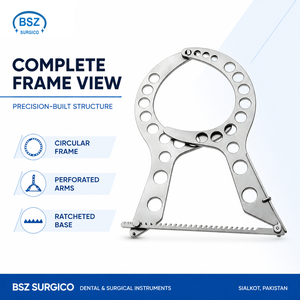 Retractor Mamario de Acero Inoxidable BSZ SURGICO, Marco Circular, Brazos Perforados, Base con Trinquete, Juego de Instrumentos Clase II - Product Image 1