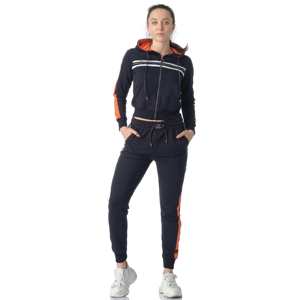 PIHA SPORTS Conjunto Deportivo 2 en 1 para Mujer, Color Azul Marino y Naranja, con Capucha, Chaqueta con Cremallera de Manga Larga, Bolsillos Laterales, Pantalones Deportivos para Correr - Product Image 1