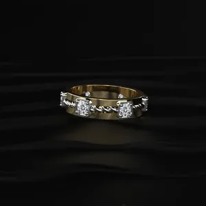 Round Brilliant Labgrown Diamond Eternity <b>Ring</b> with Twisted Rope Design High polish Diamond <b>Ring</b> For Men's From <b>Indian</b> Supplier. - Product Image 5