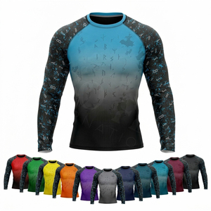 Chemise de compression à manches longues avec broderie 3D personnalisée, séchage rapide, qualité supérieure, rashguard de course, haute élasticité - Product Image 1