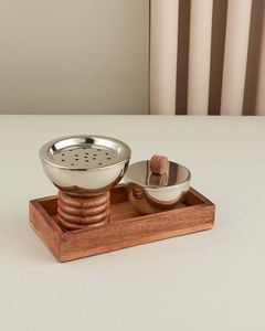 Quemador de Incienso de Lujo con Base de Madera, Quemador de Incienso Árabe de Metal con Tapa y Bandeja, Decoración para el Hogar con Fragancia - Product Image 3