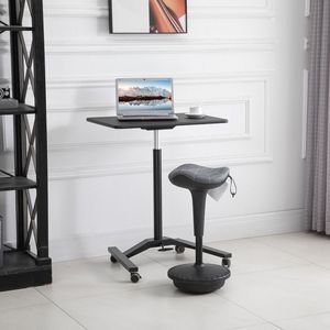 Chaise de bureau réglable en hauteur, pivotante à 360 degrés, avec siège selle d'équilibre inclinable et fonction de levage pour position assise-debout - Product Image 2