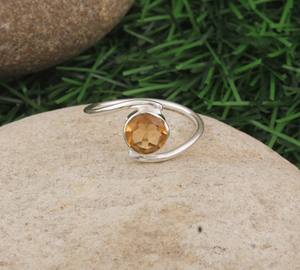 Anillo de Citrino Amarillo Natural de Lujo, Plata de Ley 925, Anillo Clásico con Piedra Preciosa para Boda o Fiesta, para Mujer, Piedra de Nacimiento de Noviembre - Product Image 2