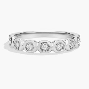14K Yellow Gold Hexagon Round Lab Grown Diamond Women's Anniversary Luxury Band <b>Ring</b> - Product Image 5