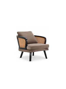 Fauteuil rembourré moderne de style mid-century avec coussin en tissu et pieds en bois massif pour le salon, meubles de maison - Product Image 2