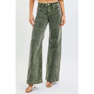 Jeans de Talle Alto y Pierna Ancha de Pana para Mujer, Talla Grande, Marca RISEN - Product Image 5